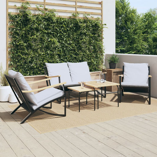 5-delige Balkonset met kussens staal zwart Tuinsets | Creëer jouw Trendy Thuis | Gratis bezorgd & Retour | Trendy.nl