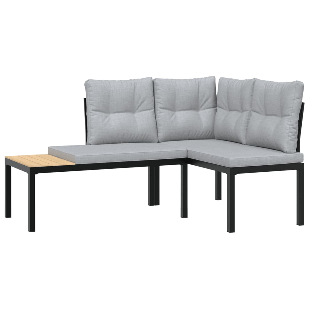 4-delige Loungeset met kussens gepoedercoat staal zwart Tuinsets | Creëer jouw Trendy Thuis | Gratis bezorgd & Retour | Trendy.nl