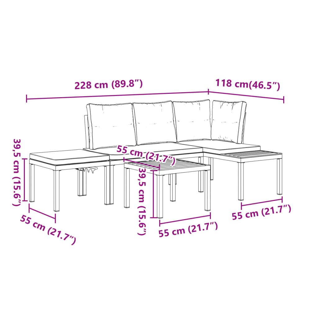 4-delige Loungeset met kussens gepoedercoat staal zwart Tuinsets | Creëer jouw Trendy Thuis | Gratis bezorgd & Retour | Trendy.nl