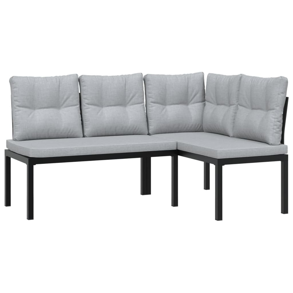 4-delige Loungeset met kussens gepoedercoat staal zwart Tuinsets | Creëer jouw Trendy Thuis | Gratis bezorgd & Retour | Trendy.nl