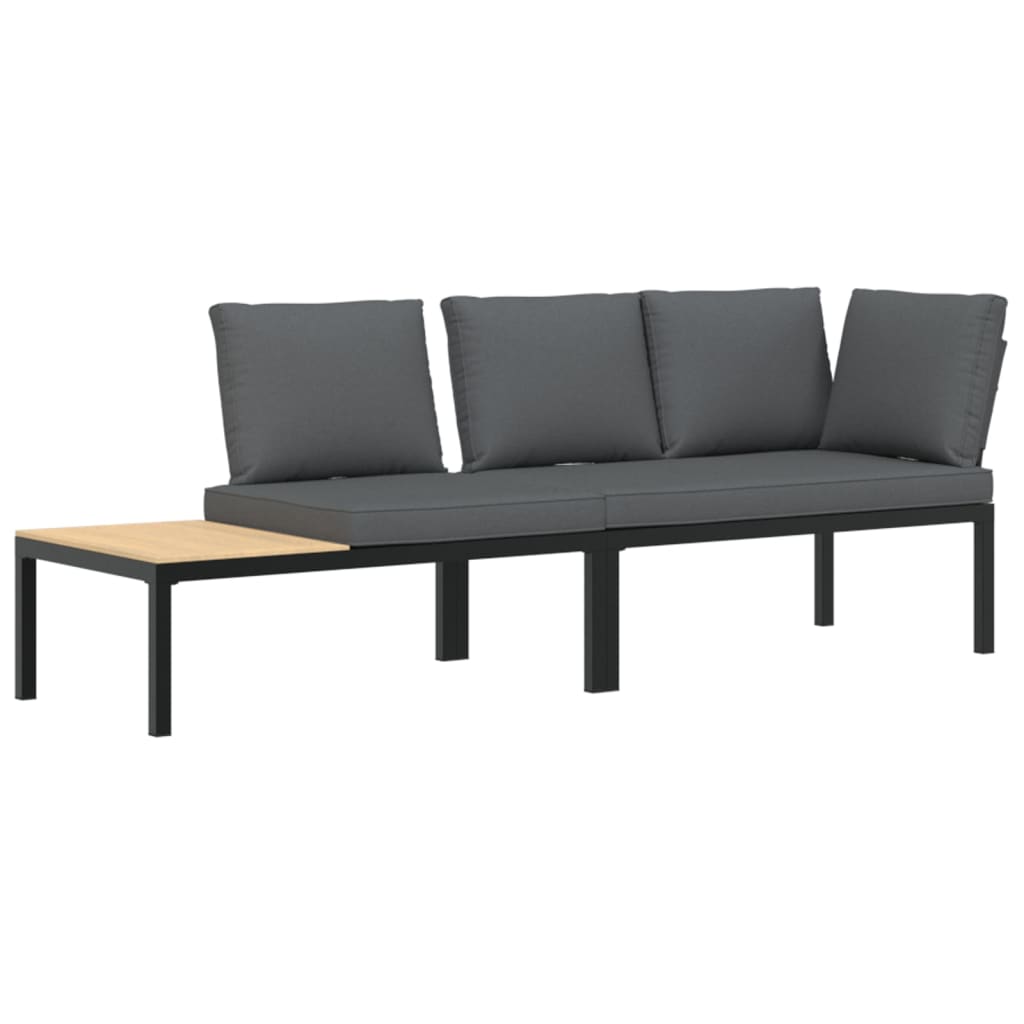 2-delige Loungeset met kussens aluminium zwart Tuinsets | Creëer jouw Trendy Thuis | Gratis bezorgd & Retour | Trendy.nl