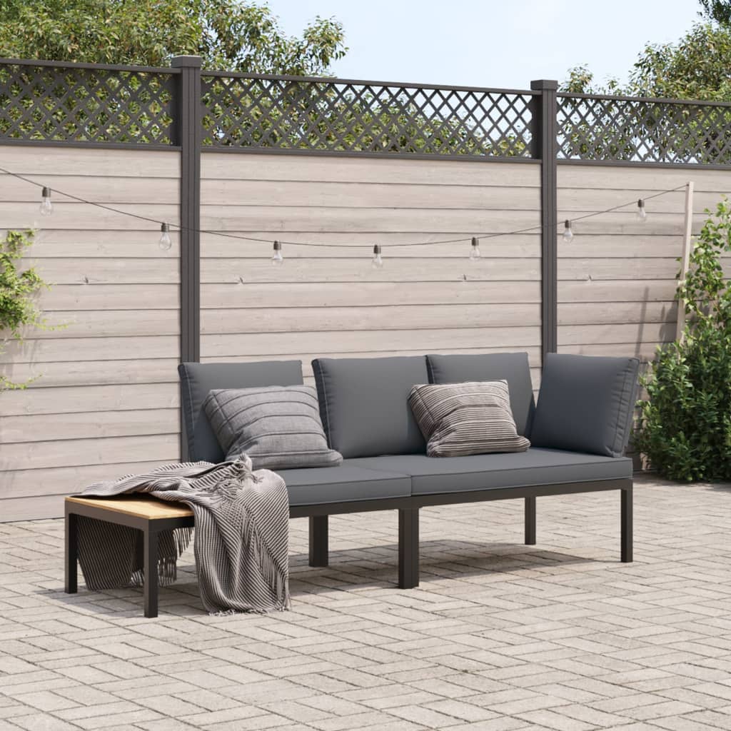 2-delige Loungeset met kussens aluminium zwart Tuinsets | Creëer jouw Trendy Thuis | Gratis bezorgd & Retour | Trendy.nl