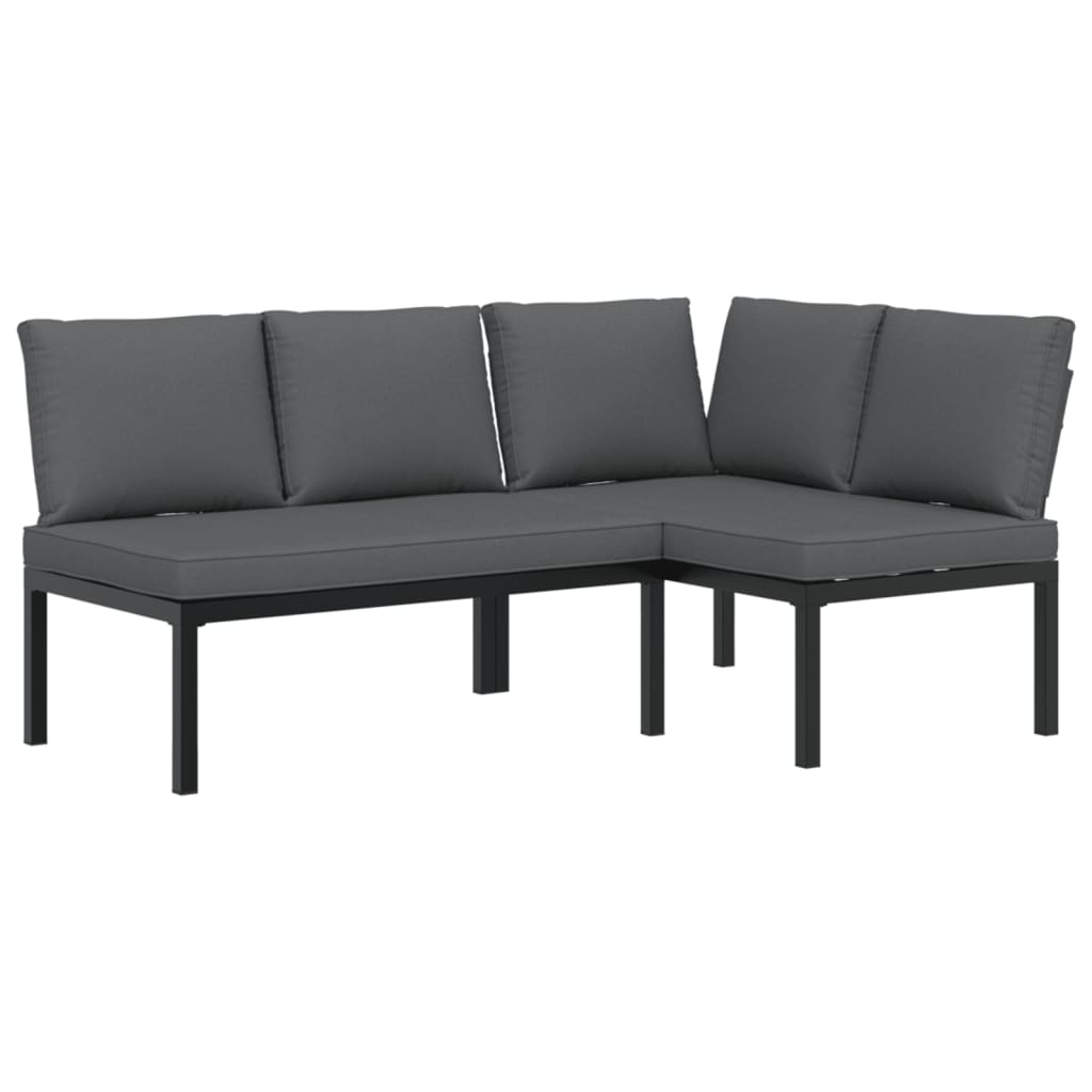 2-delige Loungeset met kussens aluminium zwart Tuinsets | Creëer jouw Trendy Thuis | Gratis bezorgd & Retour | Trendy.nl