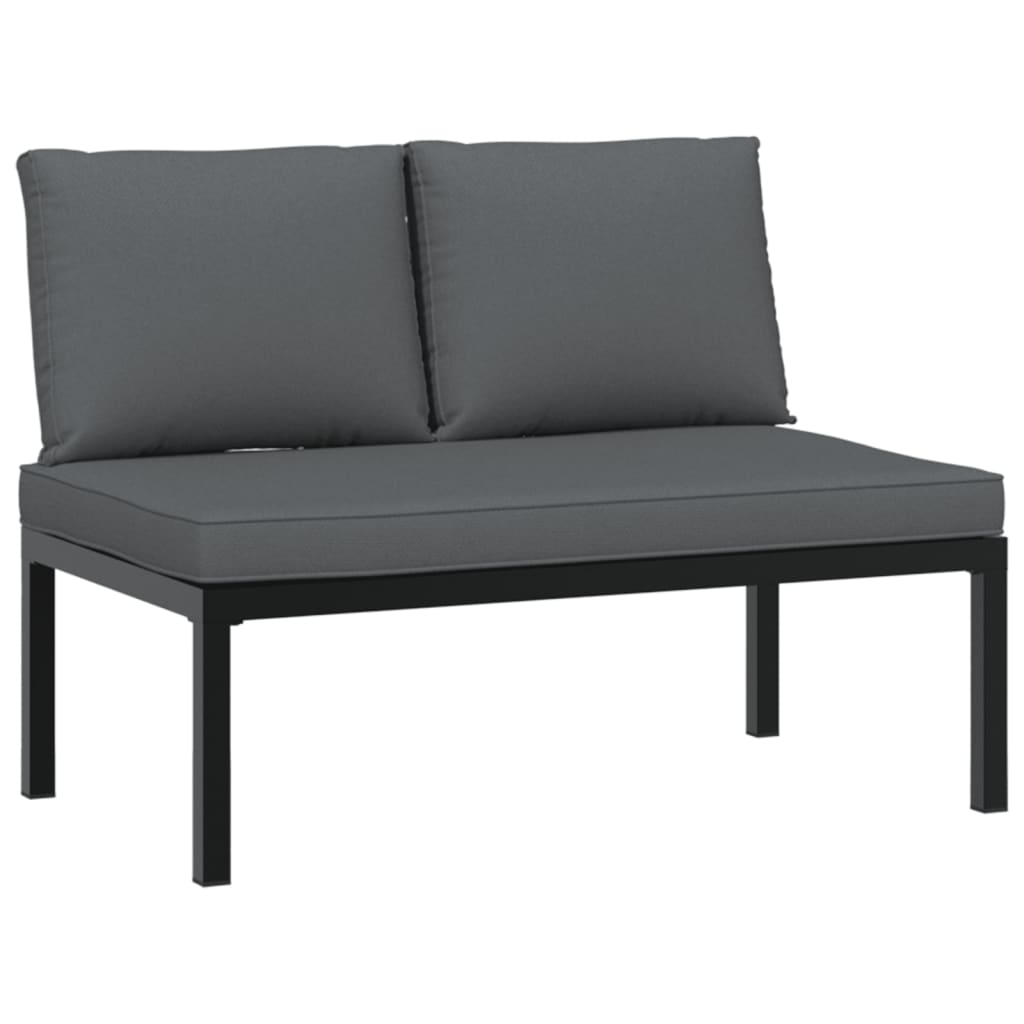 2-delige Loungeset met kussens aluminium zwart Tuinsets | Creëer jouw Trendy Thuis | Gratis bezorgd & Retour | Trendy.nl