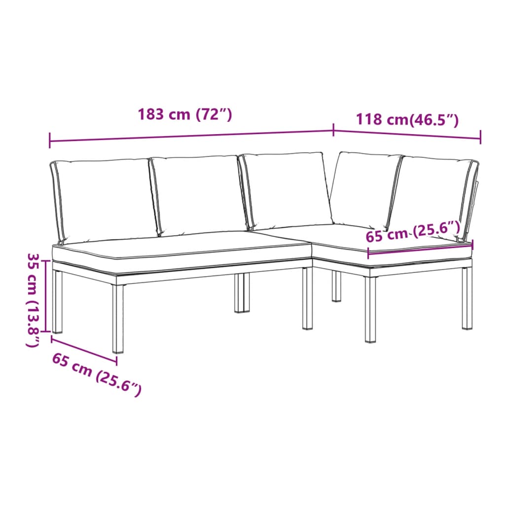 2-delige Loungeset met kussens aluminium zwart Tuinsets | Creëer jouw Trendy Thuis | Gratis bezorgd & Retour | Trendy.nl