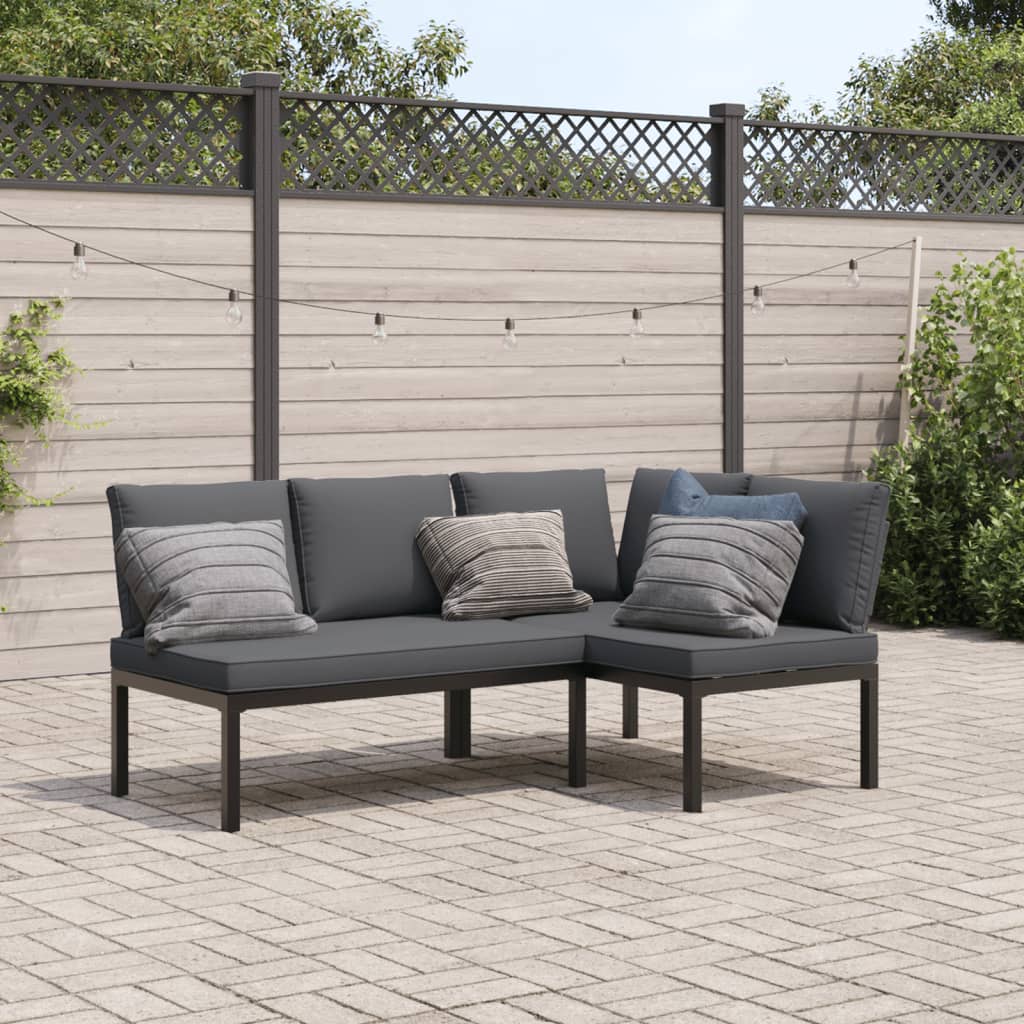 2-delige Loungeset met kussens aluminium zwart Tuinsets | Creëer jouw Trendy Thuis | Gratis bezorgd & Retour | Trendy.nl