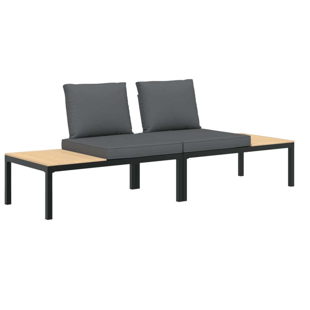 2-delige Loungeset met kussens aluminium zwart Tuinsets | Creëer jouw Trendy Thuis | Gratis bezorgd & Retour | Trendy.nl