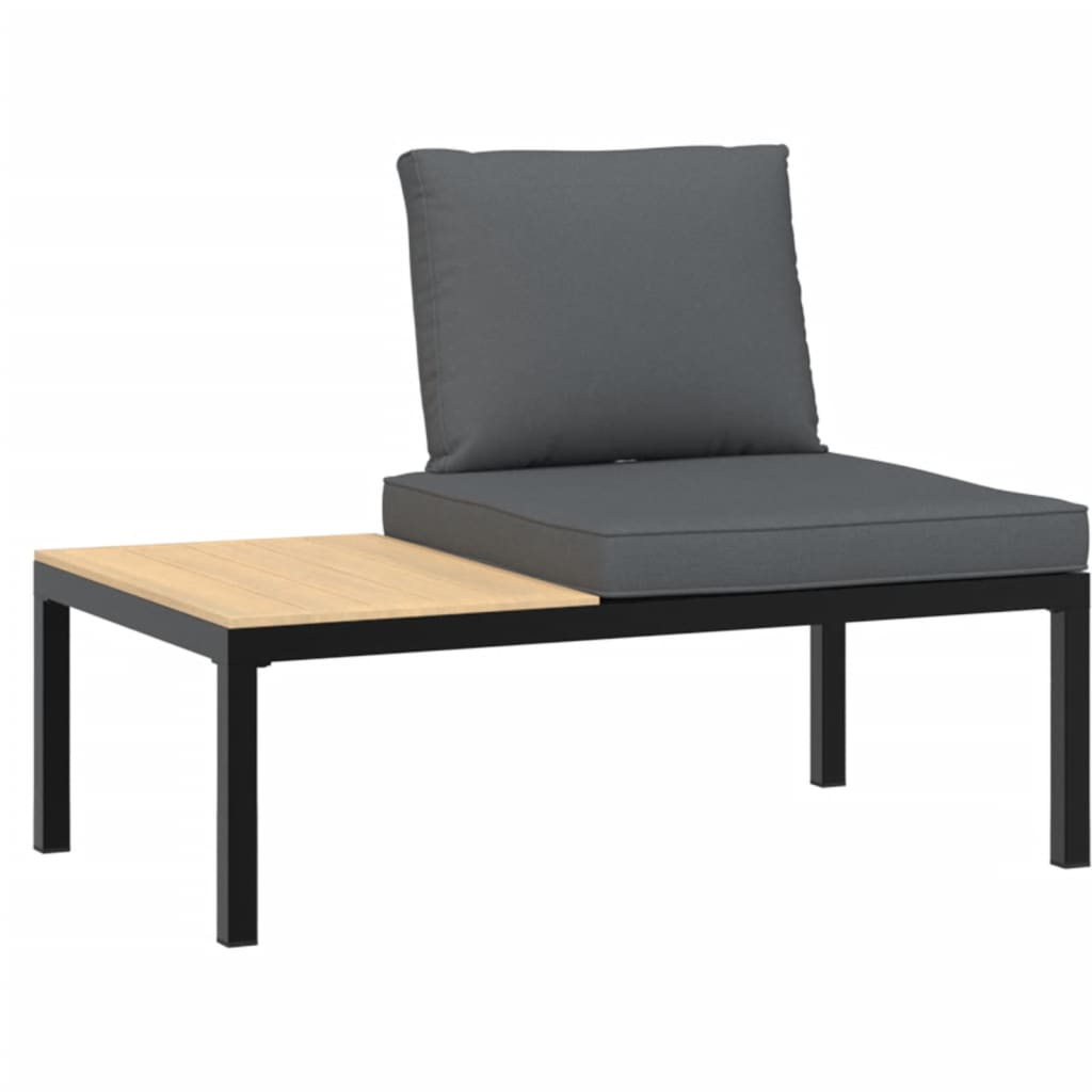 2-delige Loungeset met kussens aluminium zwart Tuinsets | Creëer jouw Trendy Thuis | Gratis bezorgd & Retour | Trendy.nl