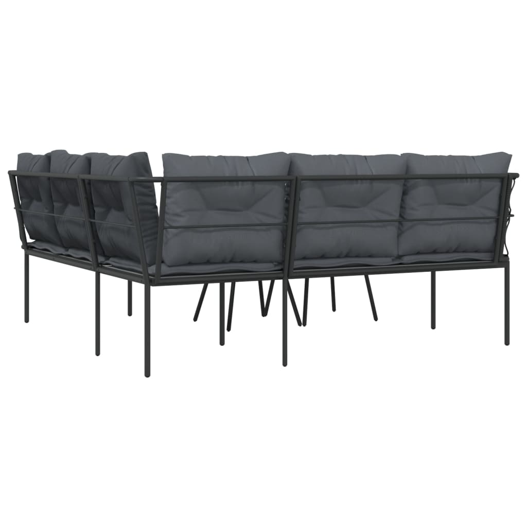 Loungeset met kussens staal en textileen zwart Tuinsets | Creëer jouw Trendy Thuis | Gratis bezorgd & Retour | Trendy.nl