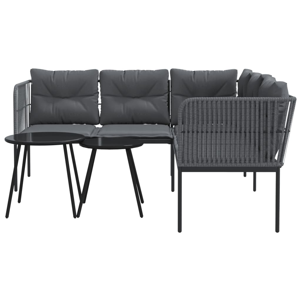 Loungeset met kussens staal en textileen zwart Tuinsets | Creëer jouw Trendy Thuis | Gratis bezorgd & Retour | Trendy.nl