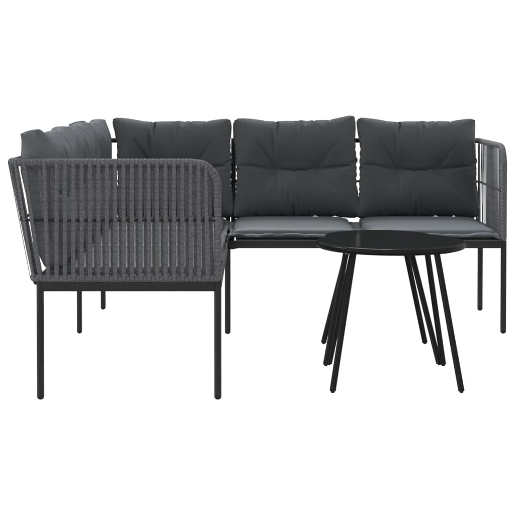 Loungeset met kussens staal en textileen zwart Tuinsets | Creëer jouw Trendy Thuis | Gratis bezorgd & Retour | Trendy.nl