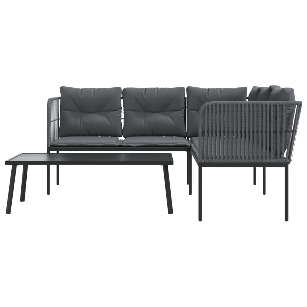 Loungeset met kussens staal en textileen zwart Tuinsets | Creëer jouw Trendy Thuis | Gratis bezorgd & Retour | Trendy.nl