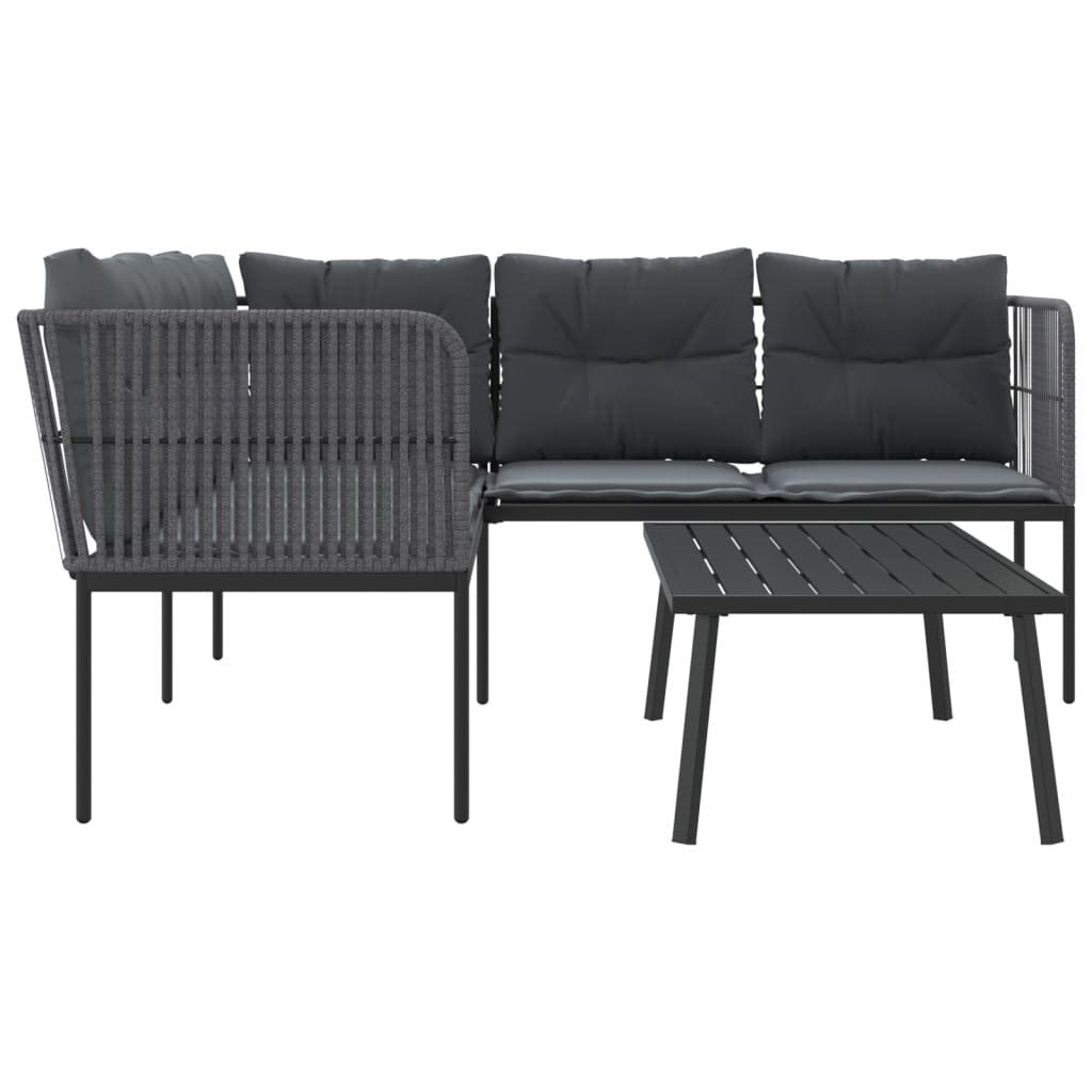 Loungeset met kussens staal en textileen zwart Tuinsets | Creëer jouw Trendy Thuis | Gratis bezorgd & Retour | Trendy.nl