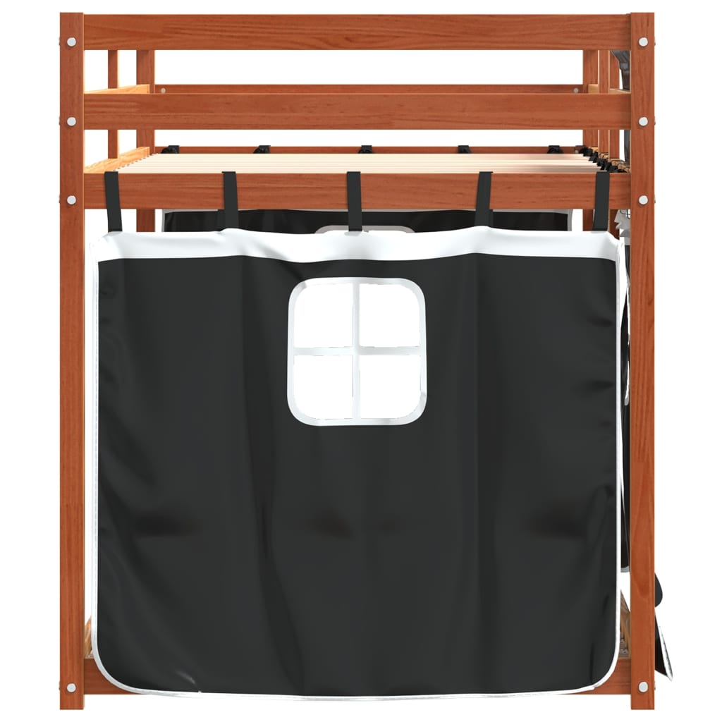 Stapelbed met gordijnen 75x190 cm grenenhout wit en zwart Bedden & bedframes | Creëer jouw Trendy Thuis | Gratis bezorgd & Retour | Trendy.nl