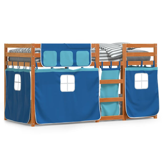 Stapelbed met gordijnen 75x190 cm massief grenenhout blauw Bedden & bedframes | Creëer jouw Trendy Thuis | Gratis bezorgd & Retour | Trendy.nl