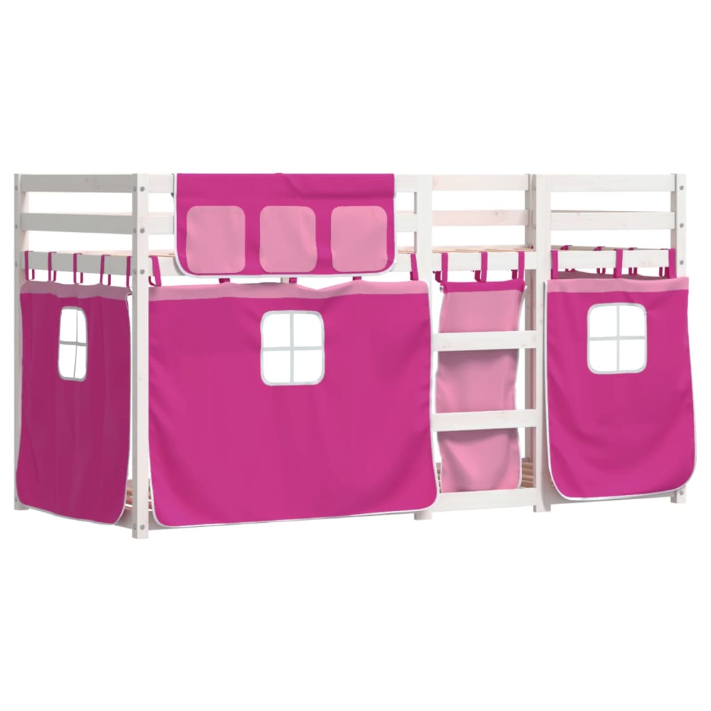 Stapelbed met gordijnen 90x200 cm grenenhout roze Bedden & bedframes | Creëer jouw Trendy Thuis | Gratis bezorgd & Retour | Trendy.nl