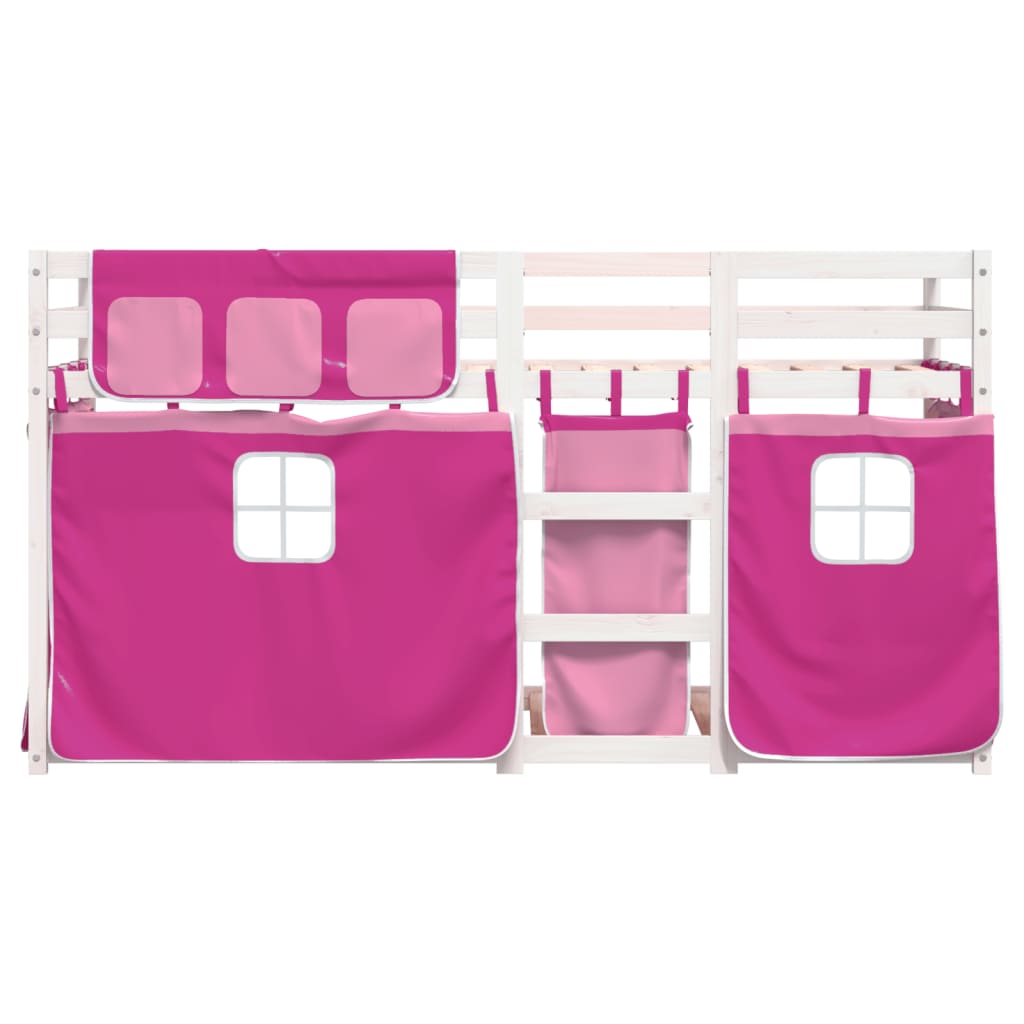 Stapelbed met gordijnen 90x200 cm grenenhout roze Bedden & bedframes | Creëer jouw Trendy Thuis | Gratis bezorgd & Retour | Trendy.nl