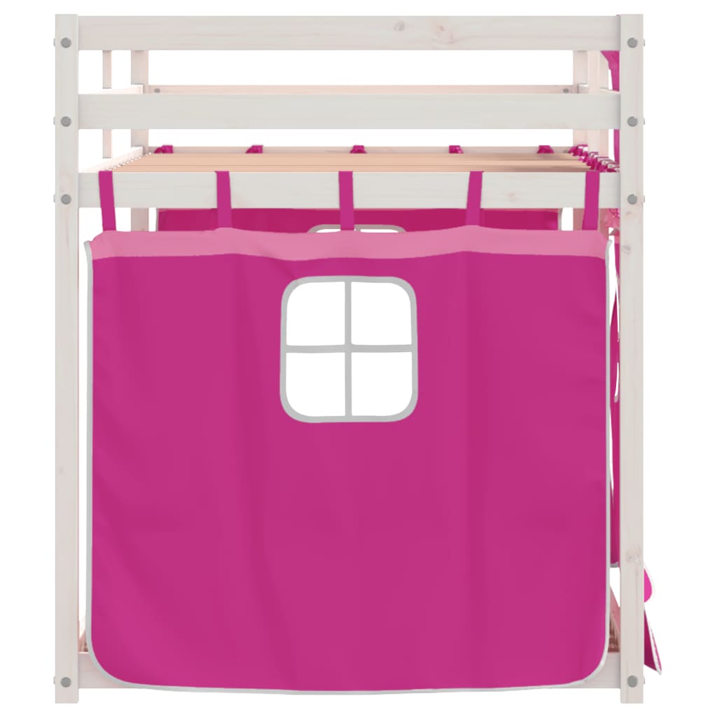 Stapelbed met gordijnen 90x200 cm grenenhout roze Bedden & bedframes | Creëer jouw Trendy Thuis | Gratis bezorgd & Retour | Trendy.nl