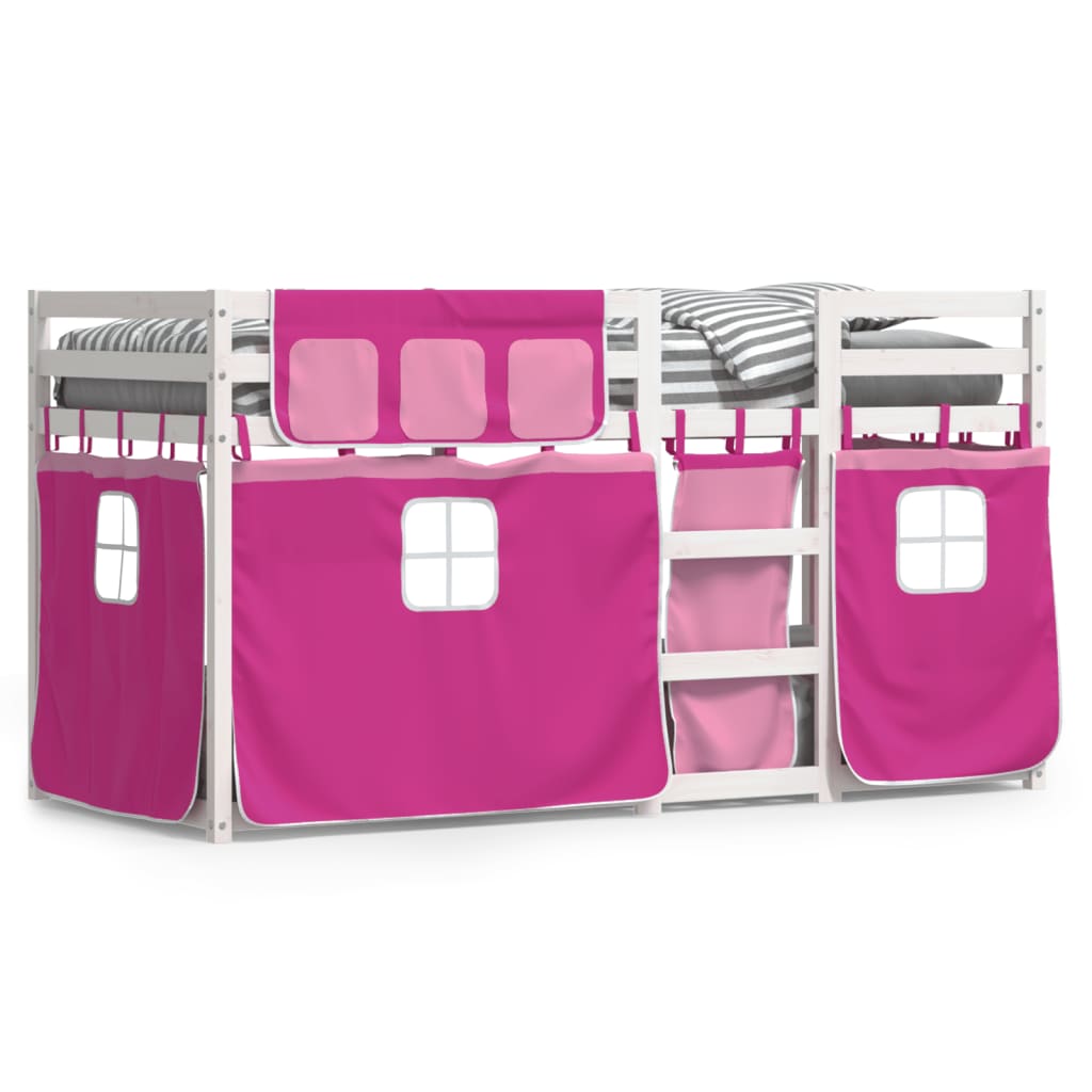 Stapelbed met gordijnen 90x200 cm grenenhout roze Bedden & bedframes | Creëer jouw Trendy Thuis | Gratis bezorgd & Retour | Trendy.nl