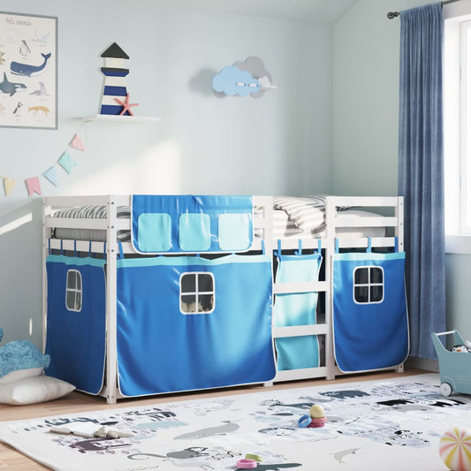 Stapelbed met gordijnen 90x190 cm massief grenenhout blauw Bedden & bedframes | Creëer jouw Trendy Thuis | Gratis bezorgd & Retour | Trendy.nl