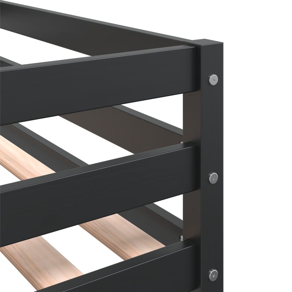 Stapelbed met gordijnen 90x190 cm grenenhout wit en zwart Bedden & bedframes | Creëer jouw Trendy Thuis | Gratis bezorgd & Retour | Trendy.nl