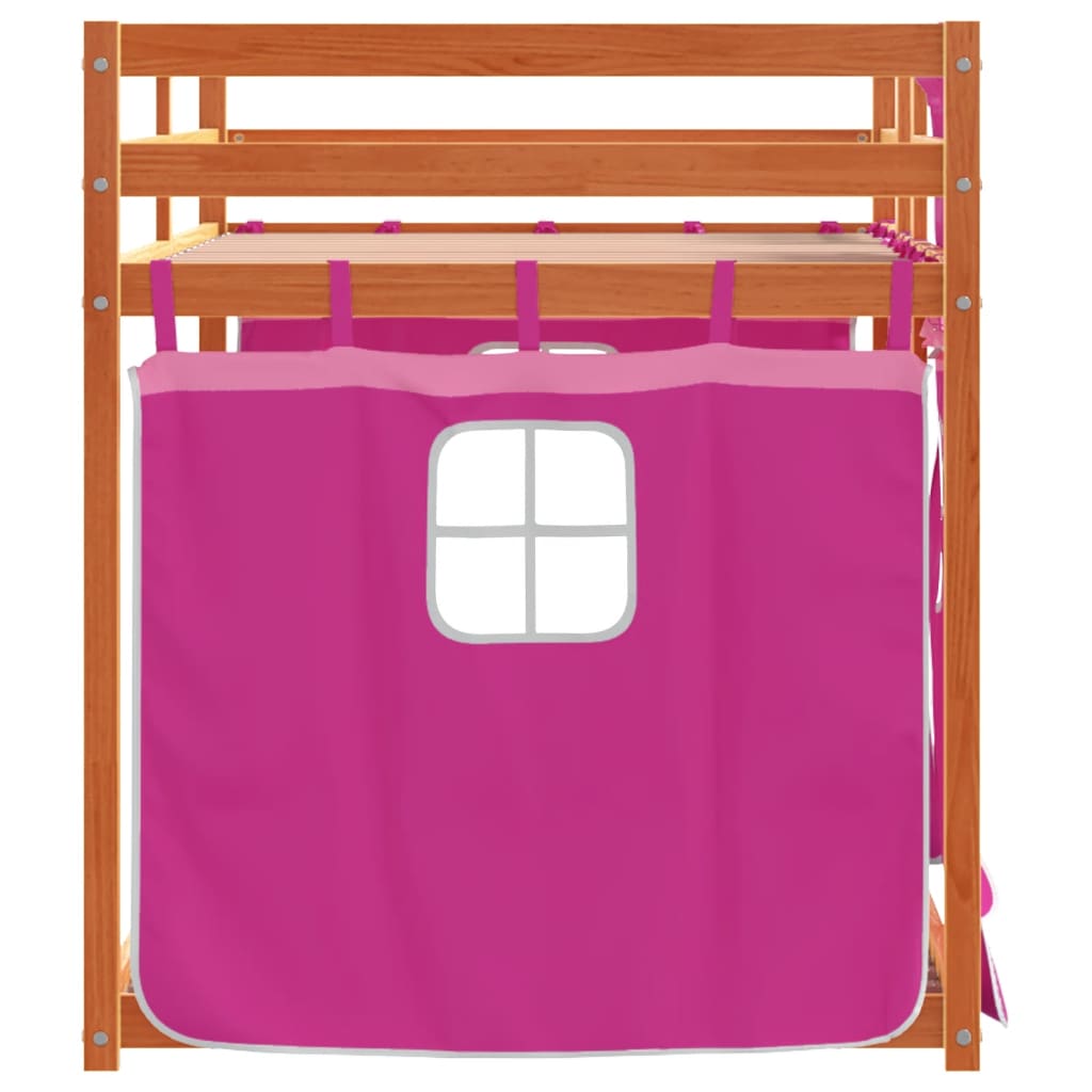 Stapelbed met gordijnen 90x190 cm grenenhout roze Bedden & bedframes | Creëer jouw Trendy Thuis | Gratis bezorgd & Retour | Trendy.nl