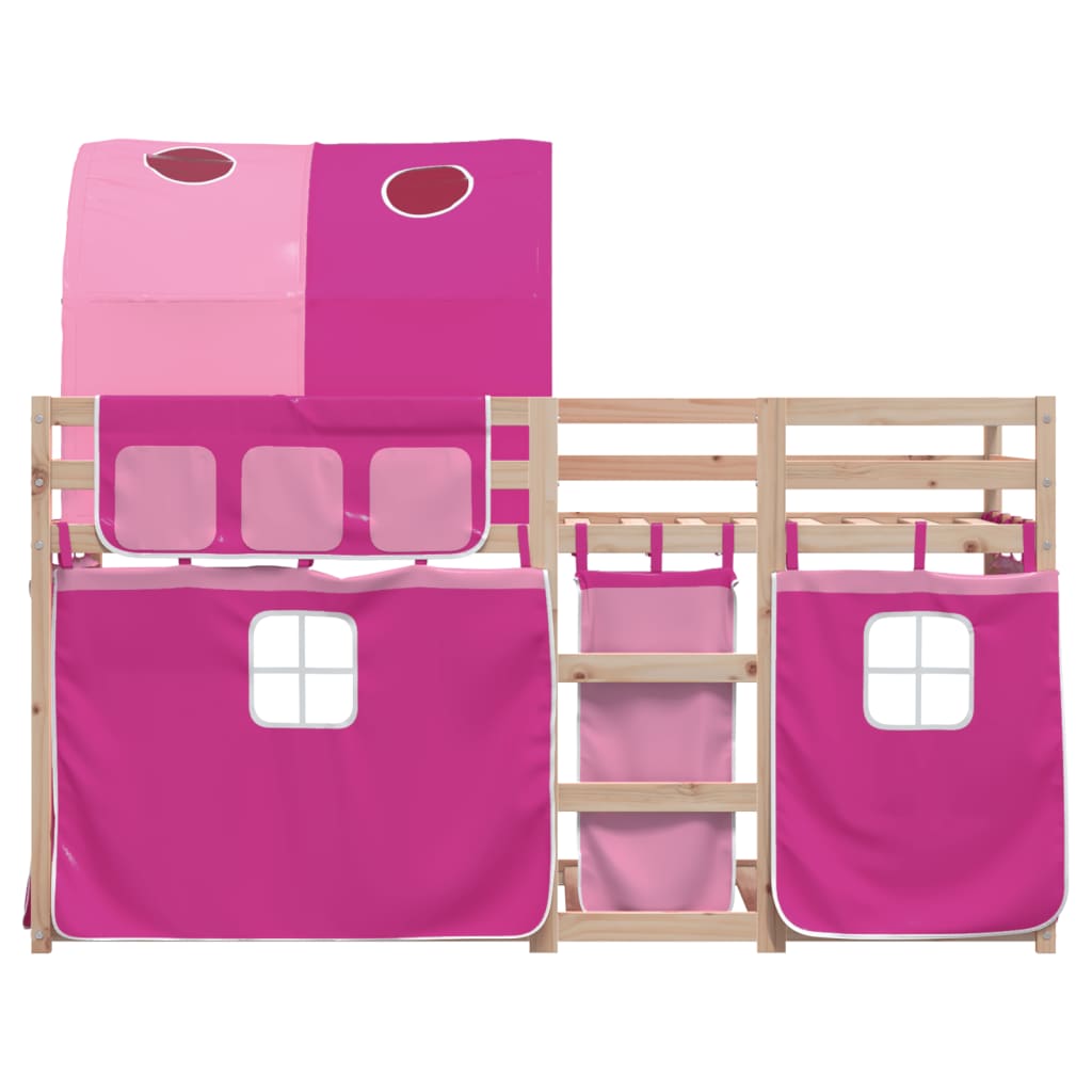 Stapelbed met gordijnen 75x190 cm grenenhout roze Bedden & bedframes | Creëer jouw Trendy Thuis | Gratis bezorgd & Retour | Trendy.nl