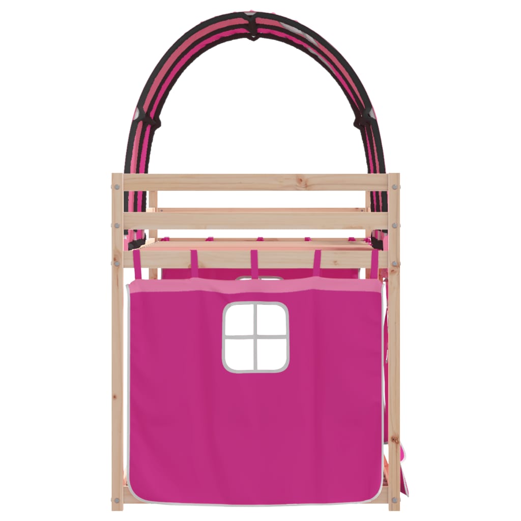 Stapelbed met gordijnen 75x190 cm grenenhout roze Bedden & bedframes | Creëer jouw Trendy Thuis | Gratis bezorgd & Retour | Trendy.nl