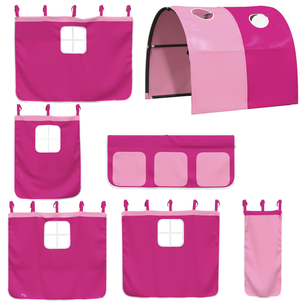 Stapelbed met gordijnen 75x190 cm grenenhout roze Bedden & bedframes | Creëer jouw Trendy Thuis | Gratis bezorgd & Retour | Trendy.nl