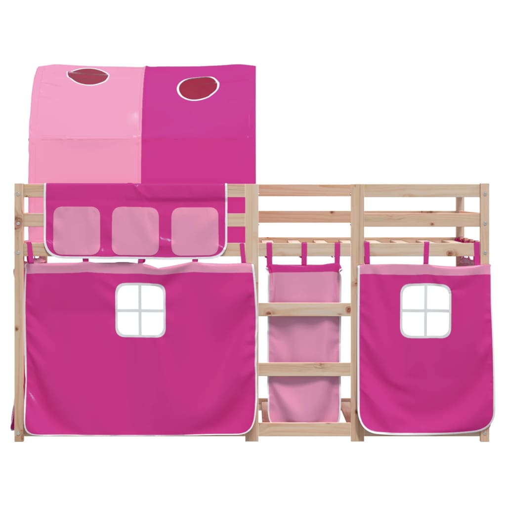 Stapelbed met gordijnen 90x190 cm grenenhout roze Bedden & bedframes | Creëer jouw Trendy Thuis | Gratis bezorgd & Retour | Trendy.nl