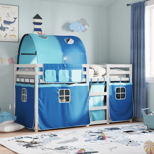 Stapelbed met gordijnen 90x190 cm massief grenenhout blauw Bedden & bedframes | Creëer jouw Trendy Thuis | Gratis bezorgd & Retour | Trendy.nl