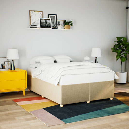 Bedframe zonder matras stof crèmekleurig 140x190 cm Bedden & bedframes | Creëer jouw Trendy Thuis | Gratis bezorgd & Retour | Trendy.nl