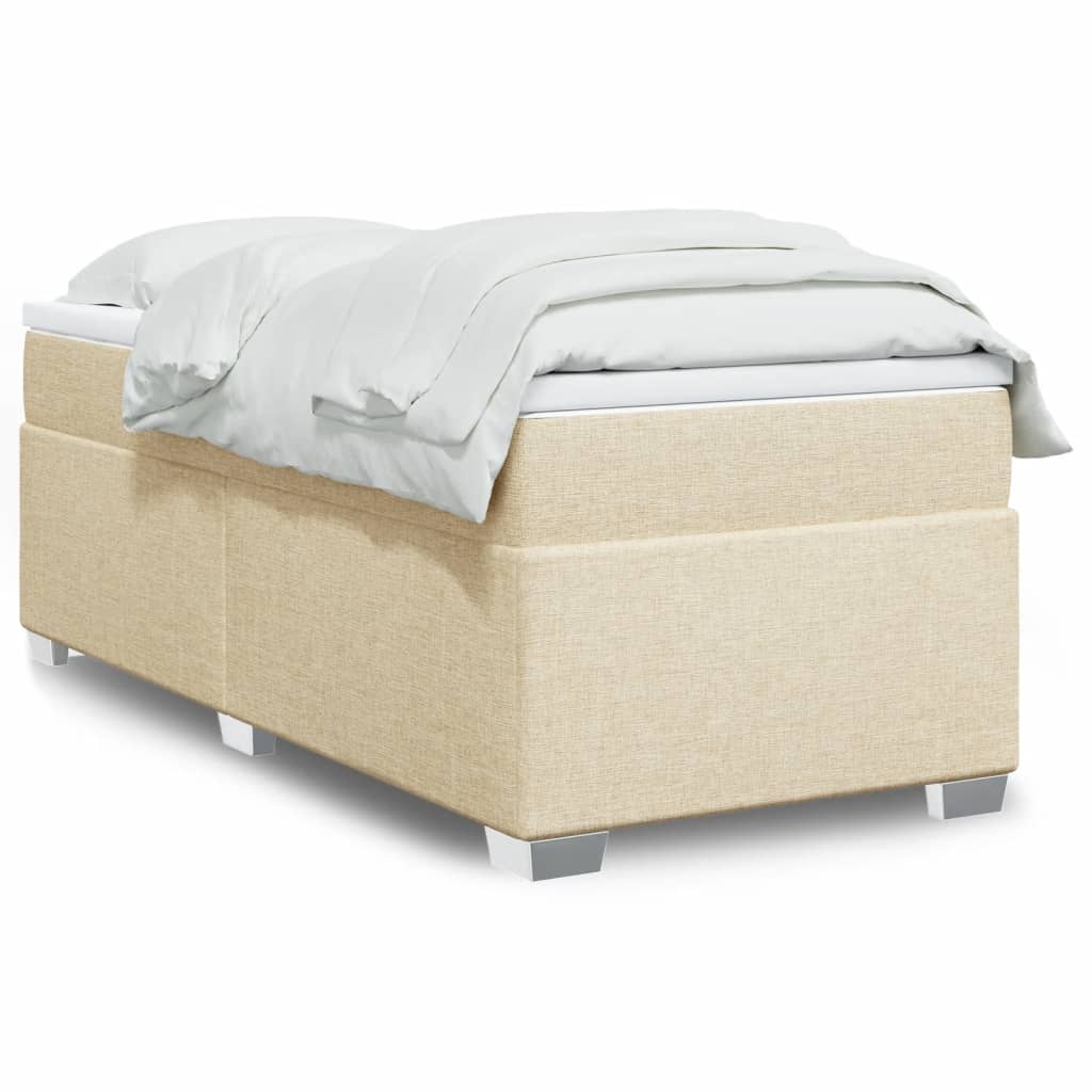 Boxspring met matras stof crèmekleurig 80x200 cm Bedden & bedframes | Creëer jouw Trendy Thuis | Gratis bezorgd & Retour | Trendy.nl