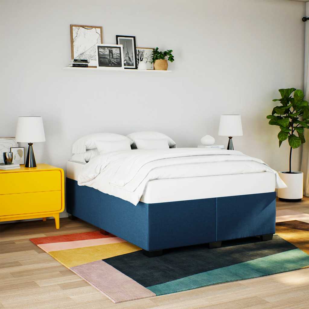 Boxspring met matras stof blauw 140x190 cm