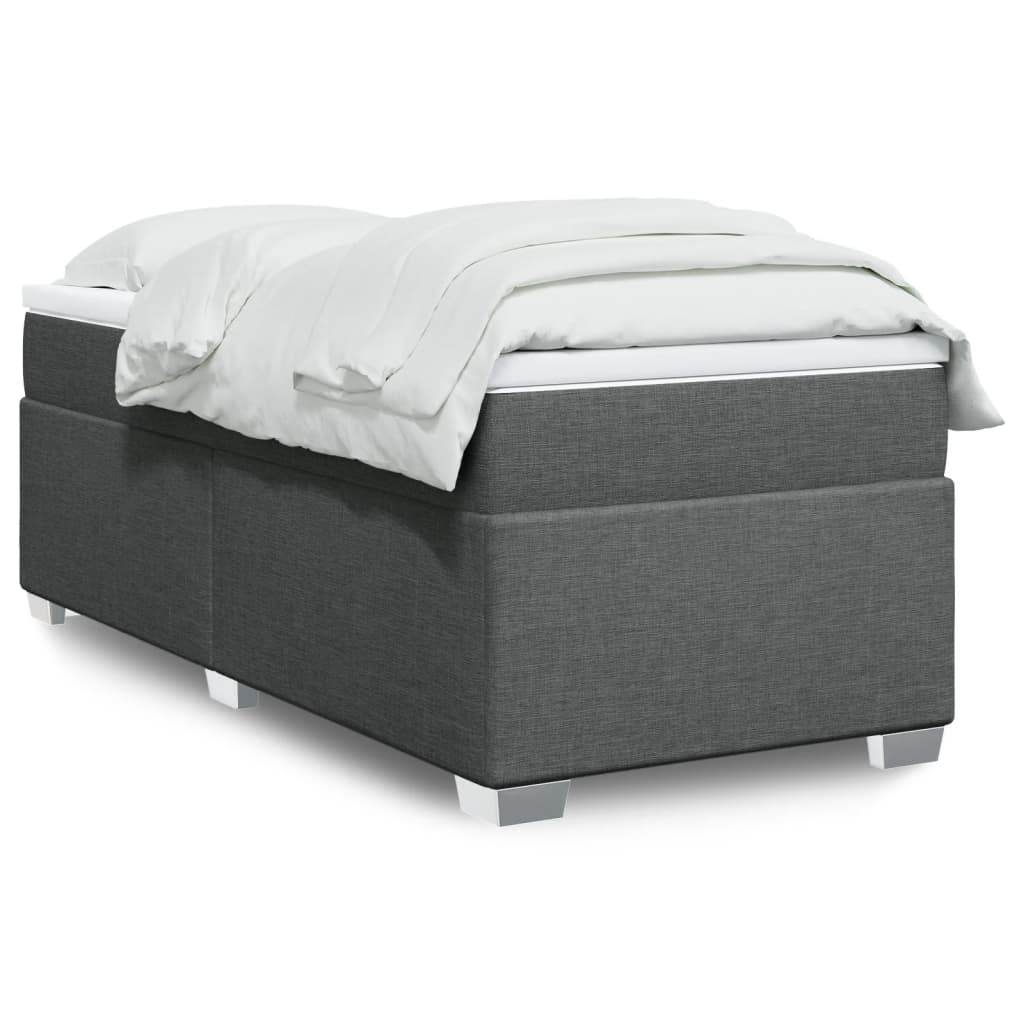 Boxspring met matras stof donkergrijs 90x190 cm Bedden & bedframes | Creëer jouw Trendy Thuis | Gratis bezorgd & Retour | Trendy.nl