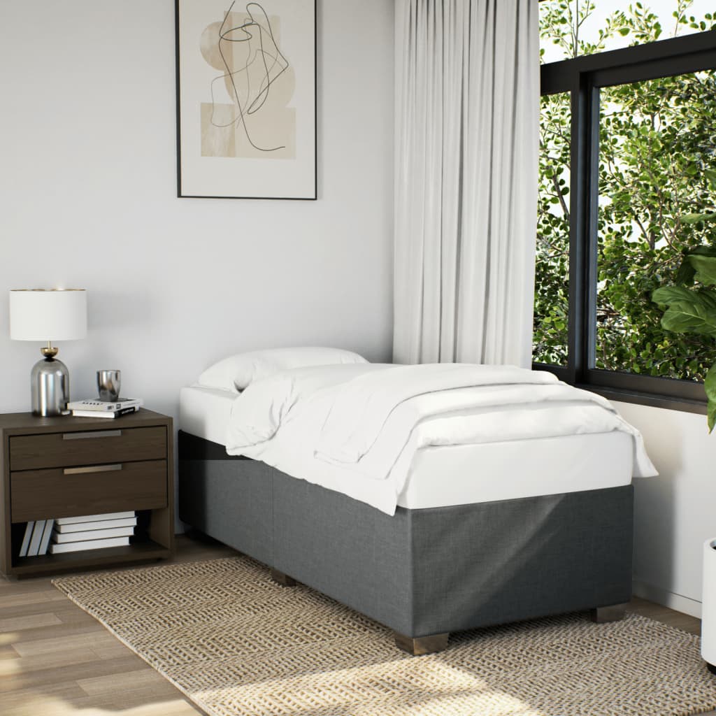 Boxspring met matras stof donkergrijs 90x190 cm Bedden & bedframes | Creëer jouw Trendy Thuis | Gratis bezorgd & Retour | Trendy.nl