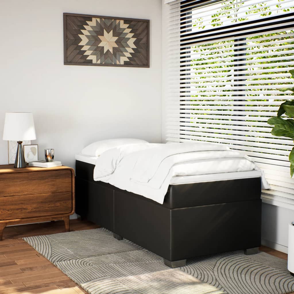 Boxspring met matras kunstleer zwart 80x200 cm Bedden & bedframes | Creëer jouw Trendy Thuis | Gratis bezorgd & Retour | Trendy.nl