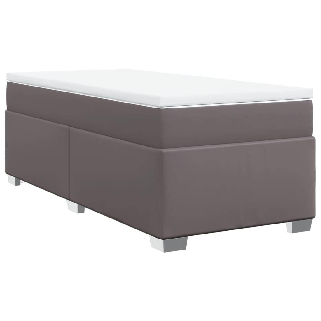 Boxspring met matras kunstleer grijs 80x200 cm Bedden & bedframes | Creëer jouw Trendy Thuis | Gratis bezorgd & Retour | Trendy.nl