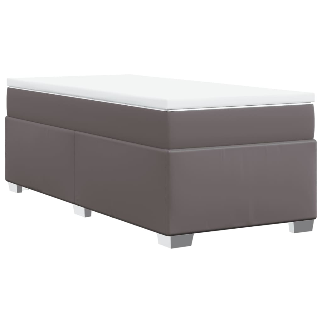 Boxspring met matras kunstleer grijs 80x200 cm Bedden & bedframes | Creëer jouw Trendy Thuis | Gratis bezorgd & Retour | Trendy.nl