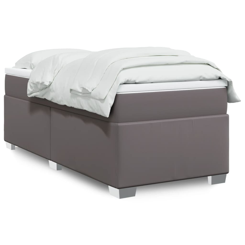 Boxspring met matras kunstleer grijs 80x200 cm Bedden & bedframes | Creëer jouw Trendy Thuis | Gratis bezorgd & Retour | Trendy.nl