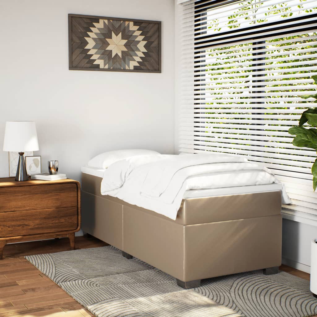 Boxspring met matras kunstleer cappuccinokleurig 80x200 cm Bedden & bedframes | Creëer jouw Trendy Thuis | Gratis bezorgd & Retour | Trendy.nl