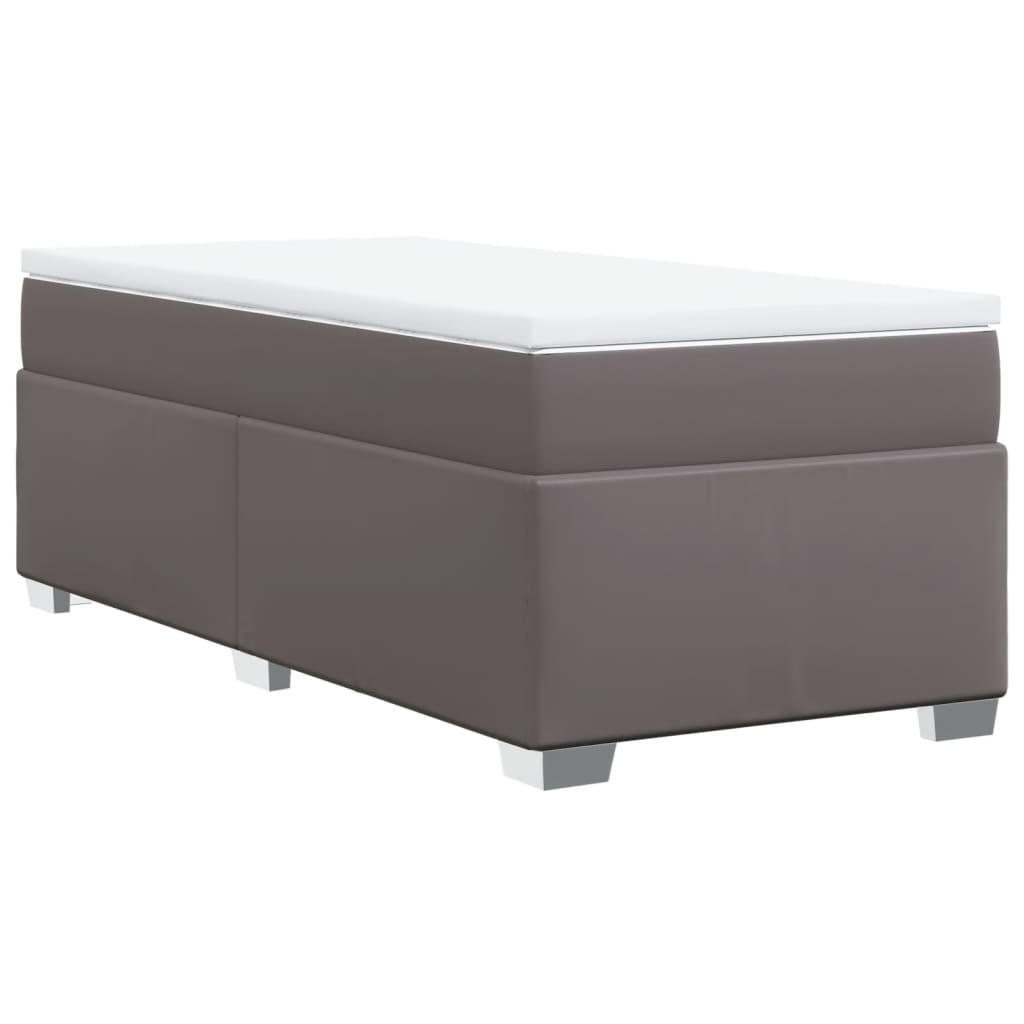 Boxspring met matras kunstleer grijs 90x190 cm Bedden & bedframes | Creëer jouw Trendy Thuis | Gratis bezorgd & Retour | Trendy.nl