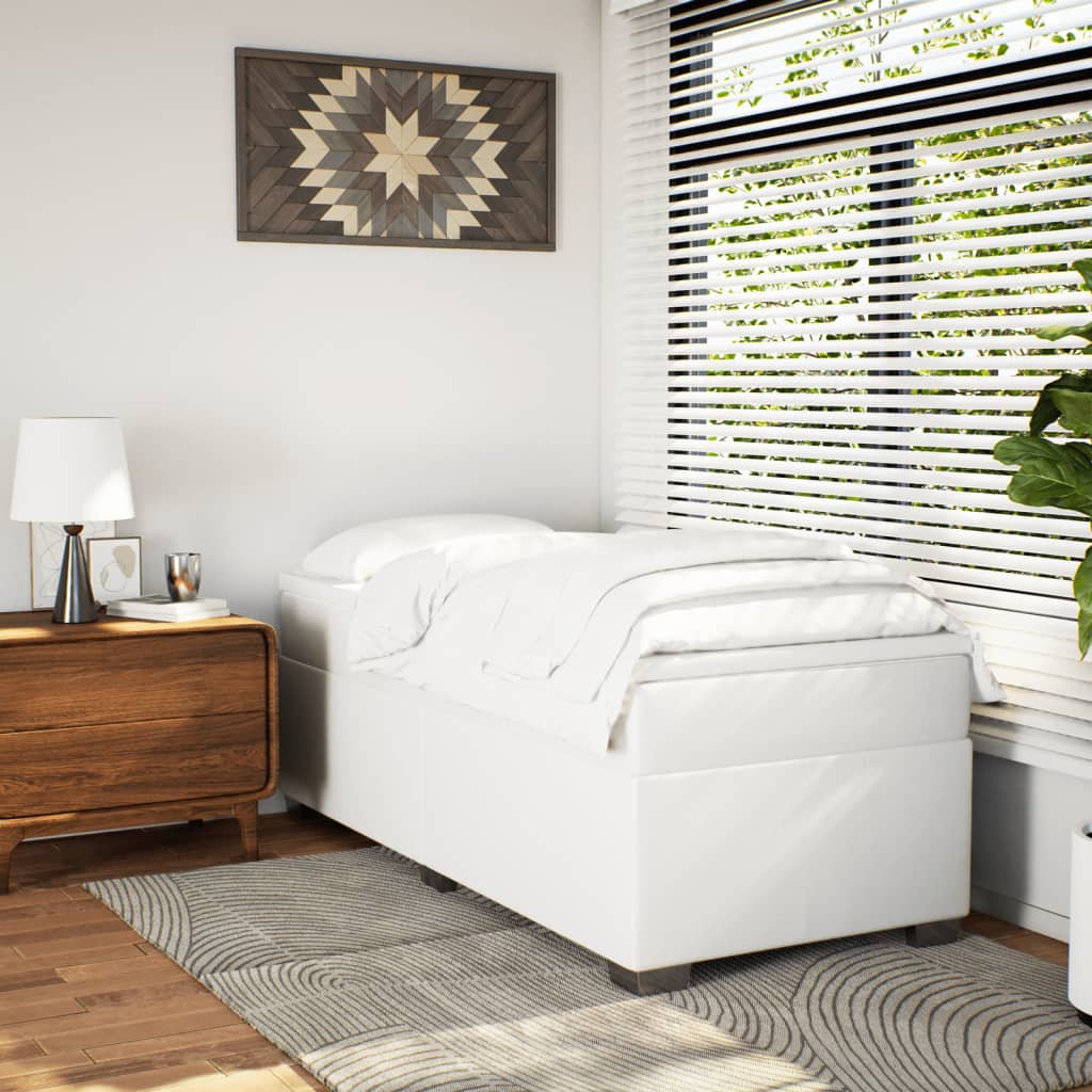 Boxspring met matras kunstleer wit 100x200 cm Bedden & bedframes | Creëer jouw Trendy Thuis | Gratis bezorgd & Retour | Trendy.nl