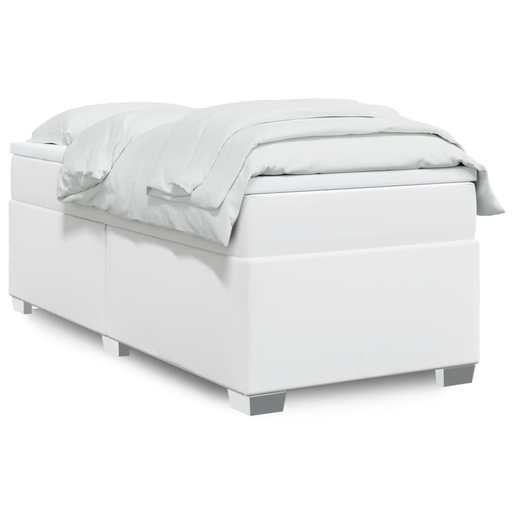 Boxspring met matras kunstleer wit 100x200 cm Bedden & bedframes | Creëer jouw Trendy Thuis | Gratis bezorgd & Retour | Trendy.nl