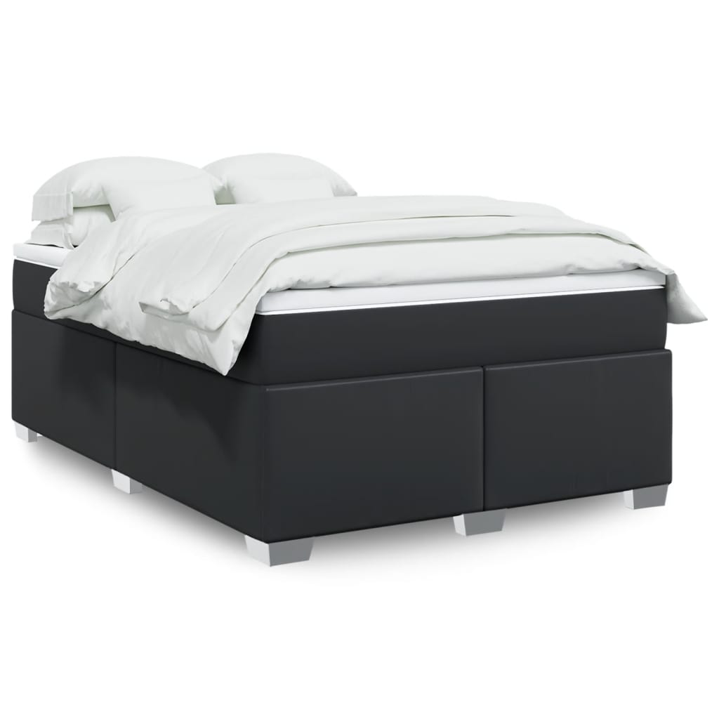 Boxspring met matras kunstleer zwart 140x190 cm Bedden & bedframes | Creëer jouw Trendy Thuis | Gratis bezorgd & Retour | Trendy.nl