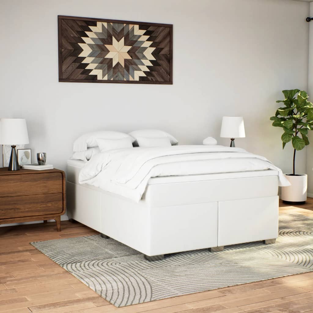 Boxspring met matras kunstleer wit 140x200 cm Bedden & bedframes | Creëer jouw Trendy Thuis | Gratis bezorgd & Retour | Trendy.nl