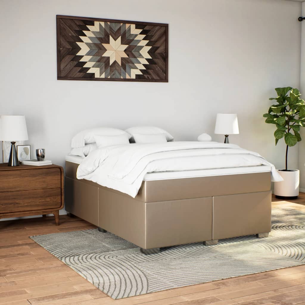 Boxspring met matras kunstleer cappuccinokleurig 140x200 cm