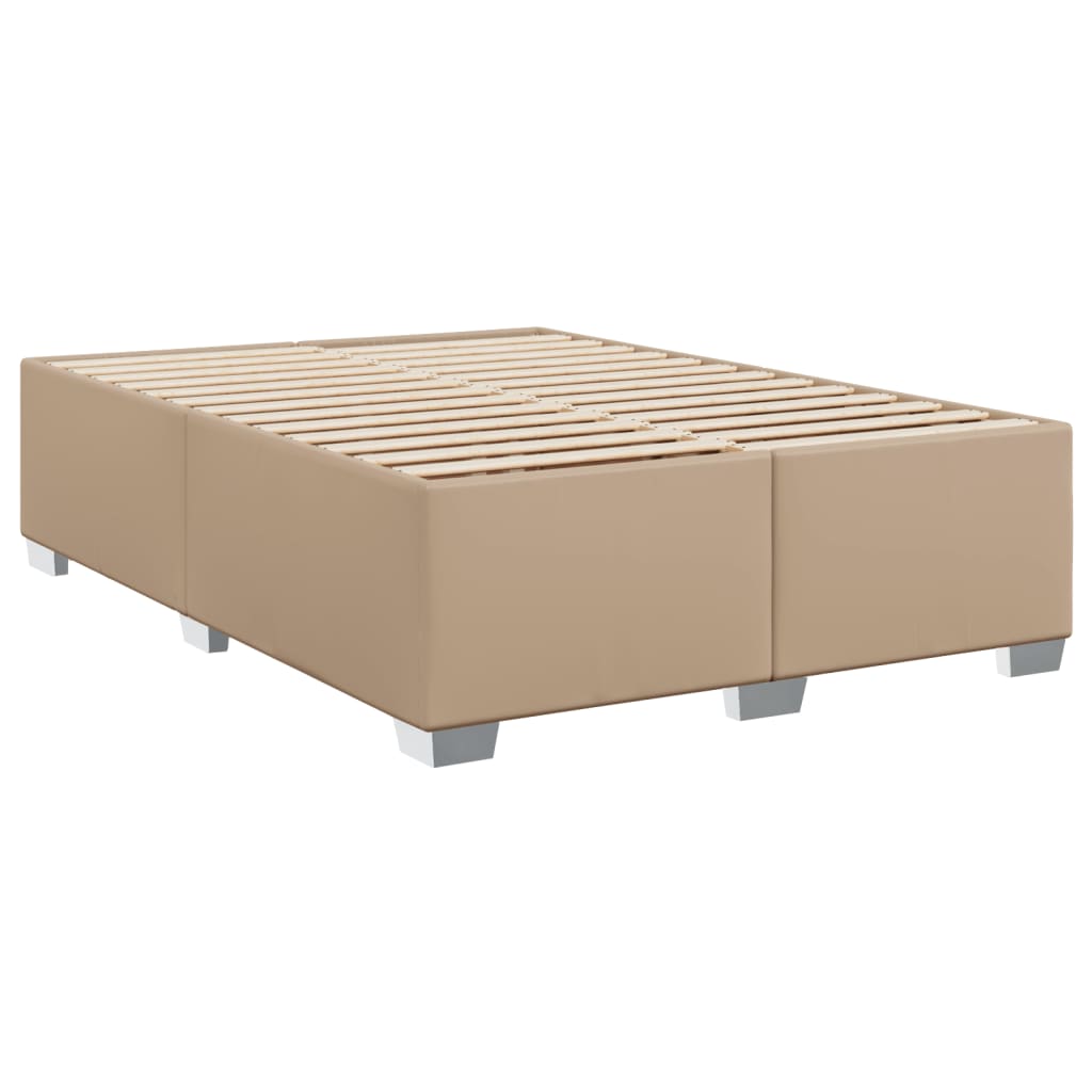 Boxspring met matras kunstleer cappuccinokleurig 140x200 cm