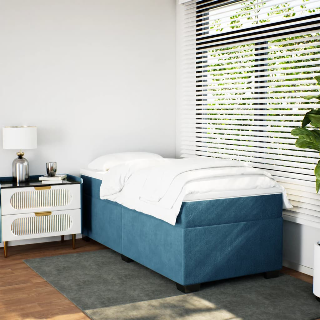 Boxspring met matras fluweel donkerblauw 80x200 cm Bedden & bedframes | Creëer jouw Trendy Thuis | Gratis bezorgd & Retour | Trendy.nl