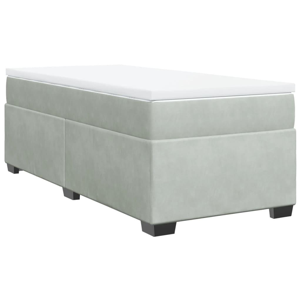 Boxspring met matras fluweel lichtgrijs 90x190 cm Bedden & bedframes | Creëer jouw Trendy Thuis | Gratis bezorgd & Retour | Trendy.nl